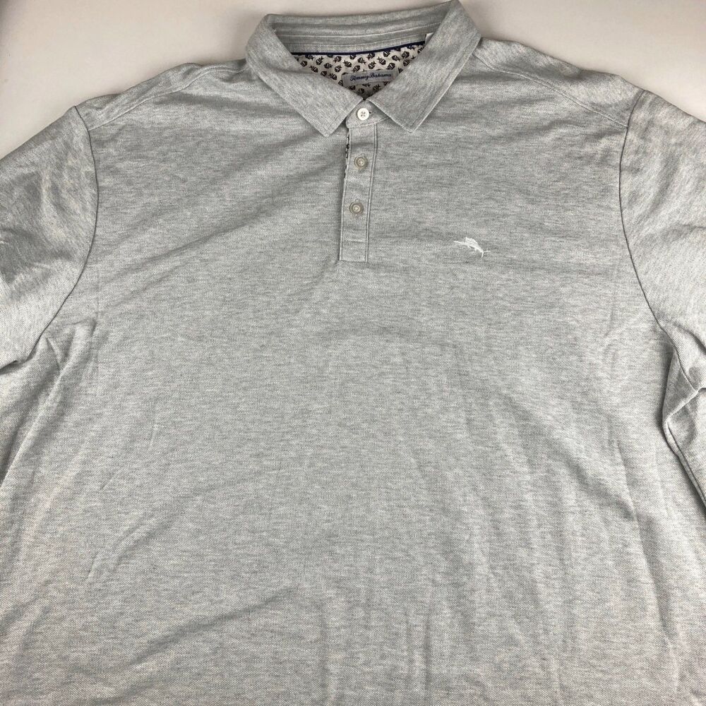 Tommy Bahama IslandZone Polo Shirt Mens 3XL Gray Fish Logo Casual